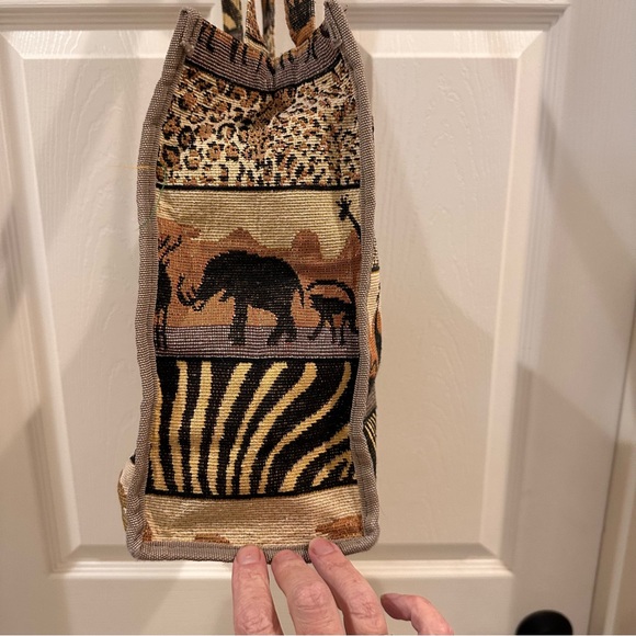 Tapestry Safari Purse / Tote Bag Animal Print Jade - Picture 6 of 11